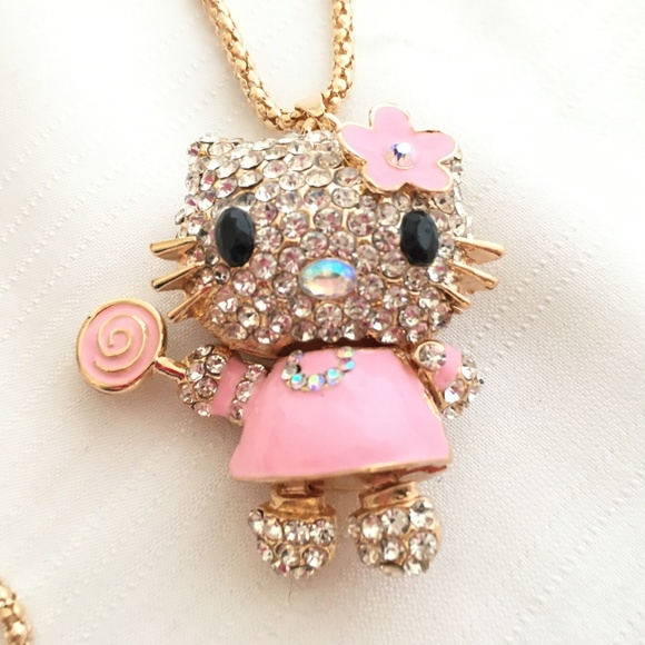 Jewelry - Hello Kitty Rhinestone Covered 28” Necklace